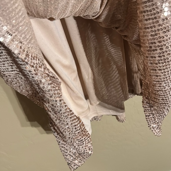 NWT LC Lauren Conrad LS long Sleeve champagne sequin midi dress Large GORGEOUS - Picture 9 of 10